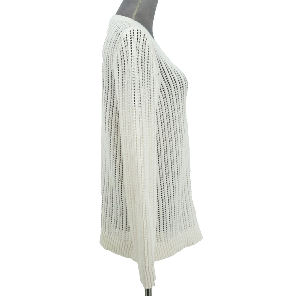 Talbots Sweater Womens Medium Ivory All Cotton Open Knit Tunic Pullover Coastal - Picture 9 of 11